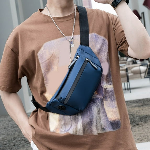Anvazise Waist Bag Multi-pockets Waterproof Oxford Cloth Quick Release Buckle Adjustable Men Fanny Pack Crossbody Chest Sling Bag Outdoor Use Blue One Size