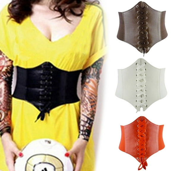 Anvazise Waist Belt Solid Color Convenient to Wear Faux Leather Waist Belt Plus Wide Elastic Stretchy Waist Belts for Party Black