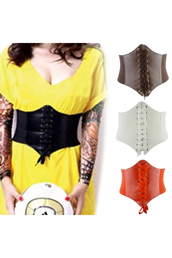 Anvazise Waist Belt Solid Color Convenient to Wear Faux Leather Waist Belt Plus Wide Elastic Stretchy Waist Belts for Party Black