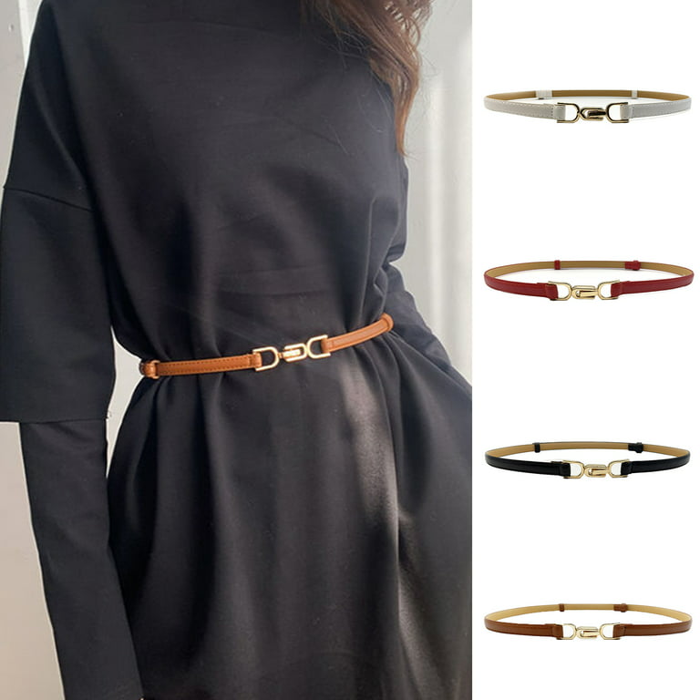 Anvazise Waist Belts All-Matched Adjustable Buckle Type Faux Leather Ladies  Dress Belts for Outdoor Camel