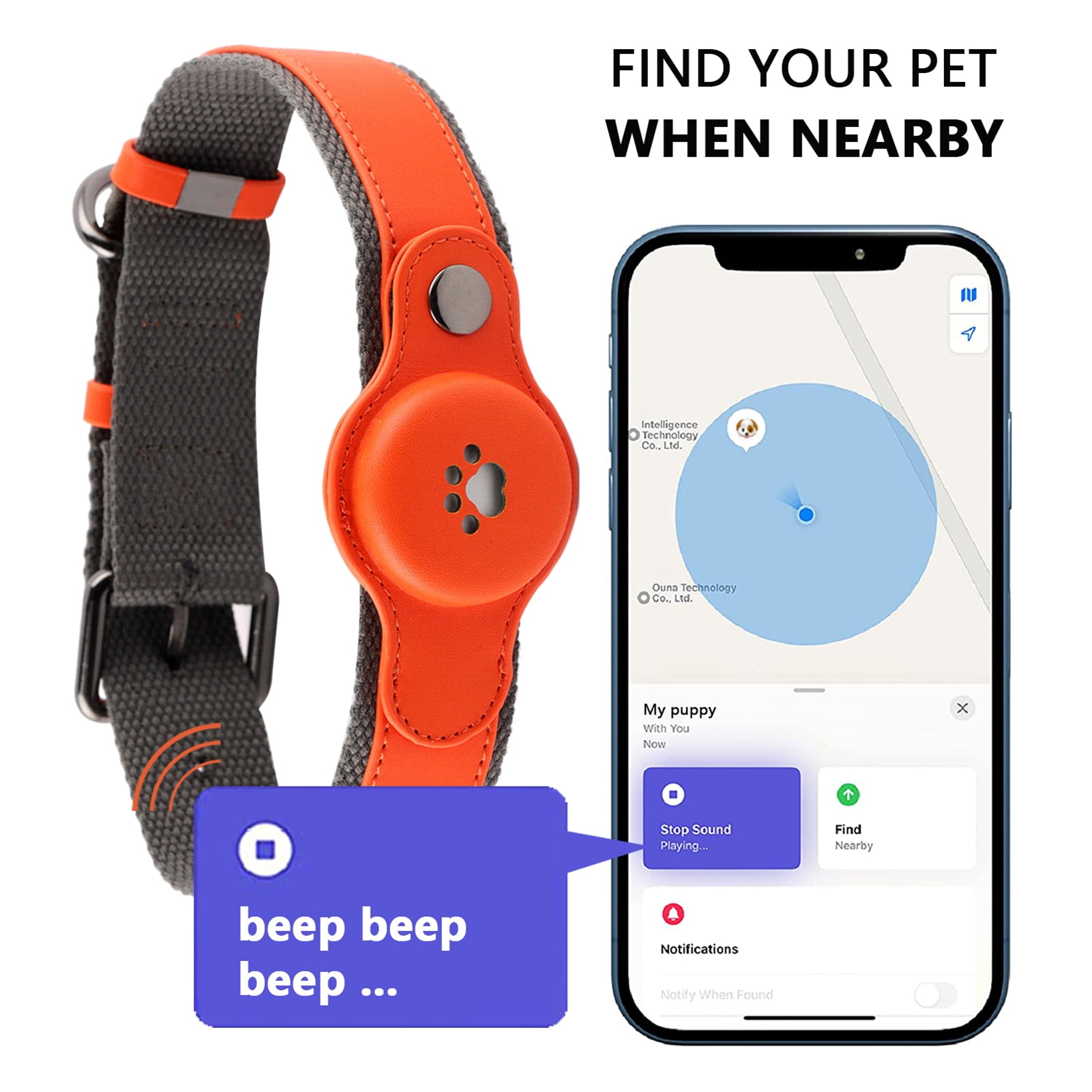 Anvazise Waterproof Dog GPS Tracker Collar for IOS Lightweight Long