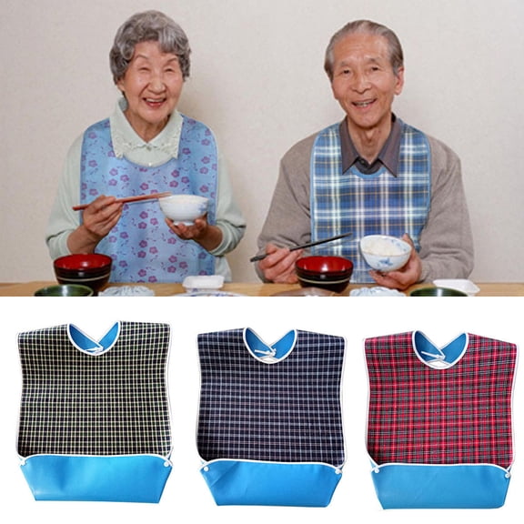 Anvazise Waterproof Old People Meal Eating Drinking Bib Protector Disability Aid Apron