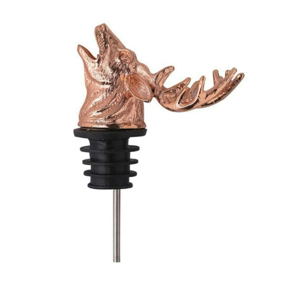 Anvazise Wine Pourer Retro Deer Shape Zinc Alloy Wine Decanter Pour Spout Supplies for Home Rose Gold
