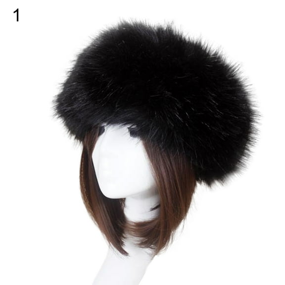 Anvazise Women Hat Solid Color Faux Fur Headwear Brimless Empty Top Hat for Skiing