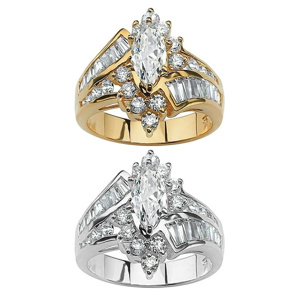 Anvazise Women Marquise Cut Cubic Zirconia Engagement Anniversary Finger Ring Jewelry Golden US 7