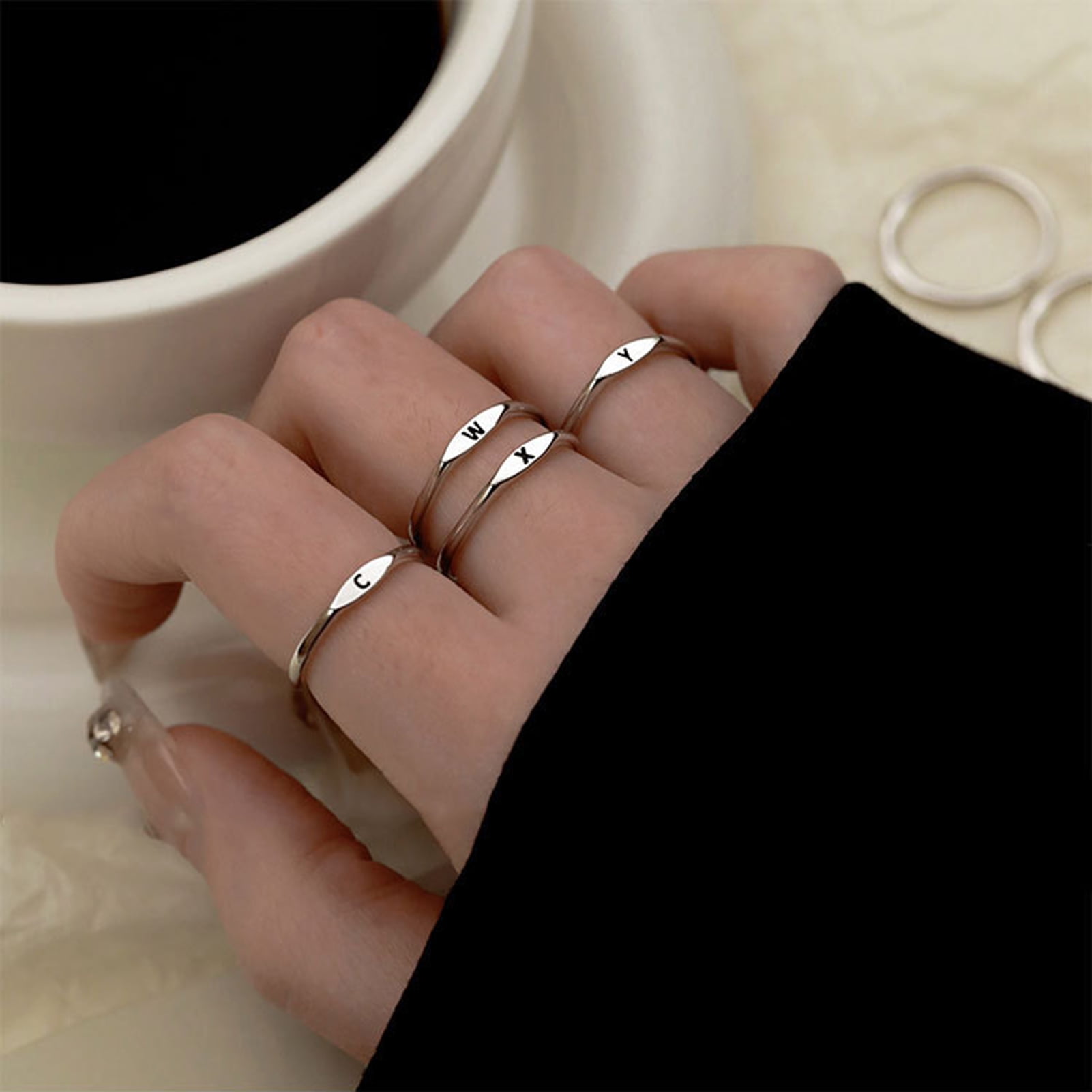 Amazon.com: Full Finger Ring for Women Leaf Charm Finger Ring Bracelet with  Chain Knuckle Open Long Finger Ring Hand Chains Adjustable Rings Jewelry  for Teen Girls（Silver）: Clothing, Shoes & Jewelry