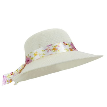 Anvazise Women Sun Hat Solid Color Breathable Holes Wide Brim Beach Hat Headwear