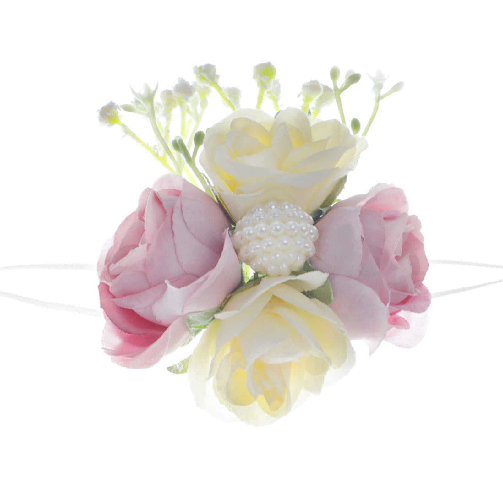 Tuelaly Elegant Faux Silk Wrist Flower Corsage – Green Artificial Flower Wristlet For Weddings & Events