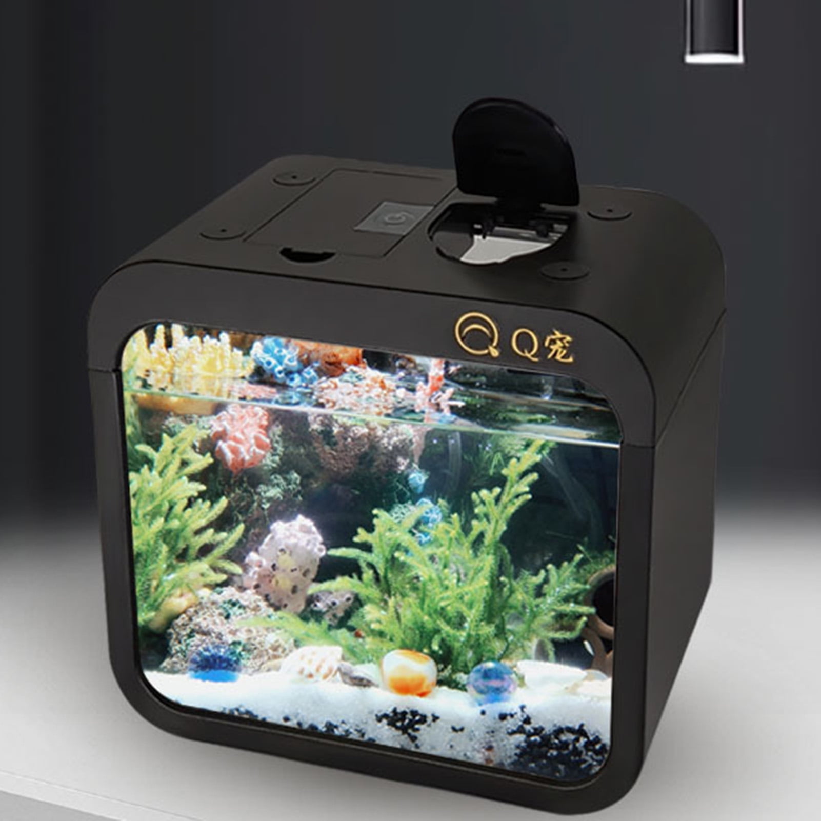 BetterZ Energy Saving Fish Tank Stylish Reble Clamshell Feeding Window Fish  Terrarium Household Supplies