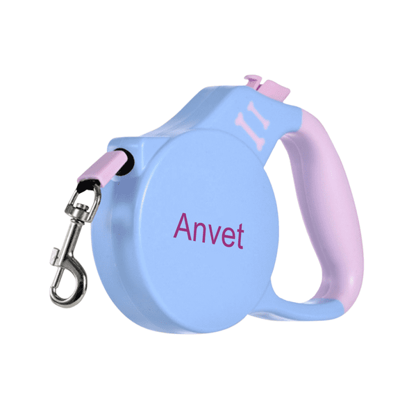 Anvet Adjustable Dog Walking Tape Retractable Dog Leash 16.4ft Light Weight Tangle-Free Lead with One-Hand Brake & Anti-Slip Grip, for Dogs up to 110 lbs (Large)
