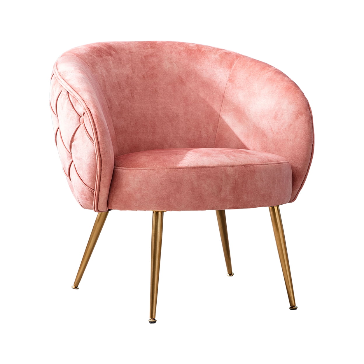 Anvi 30 Inch Accent Chair, Curved Back, Woven Diamond Pattern, Pink ...