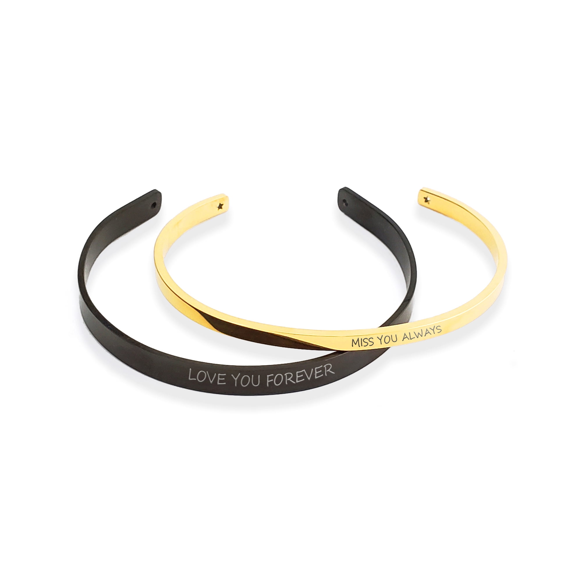 Anvia Custom Gift for Him Personalized Engraving Stainless Steel Matching His and Hers Cuff Bangle Free Engraving Bracelet with Gift Box Ships Next Day! [M-Black | W- Gold]