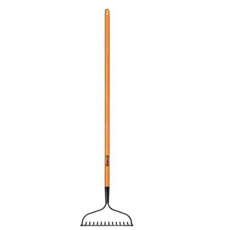 Anvil 14-Tines Garden Bow Rake Long Wood Handle, Orange