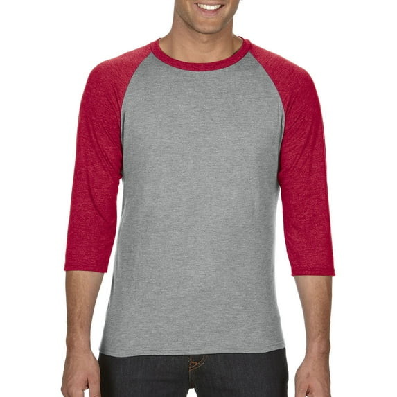 Anvil 3/4 Slv Raglan HtGy/HtRd