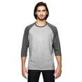 thumbnail image 1 of Anvil 6755 Men's Tri-Blend 3/4-Sleeve Tee Heather Grey/Heather Dark Grey XS, 1 of 6