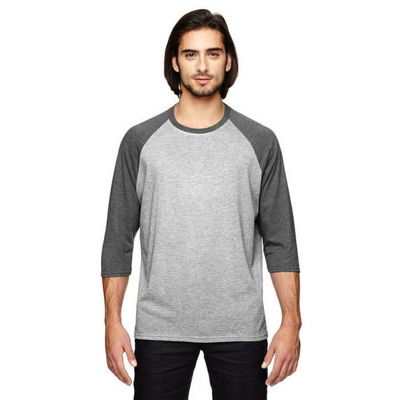Anvil 6755 Men's Tri-Blend 3/4-Sleeve Tee Heather Grey/Heather Dark Grey XS