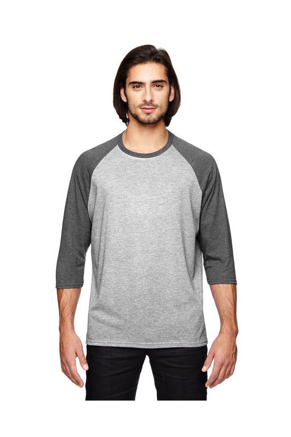 6755 Men's Tri-Blend 3/4-Sleeve Tee Heather Grey/Heather Dark Grey XS