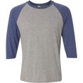thumbnail image 1 of Anvil 6755 Men's Tri-Blend 3/4-Sleeve Tee Heather Grey True Heather Blue XS, 1 of 6