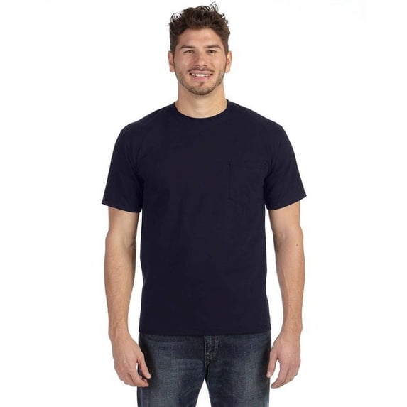 Anvil 783 Men's Midweight Pocket T-Shirt Navy S
