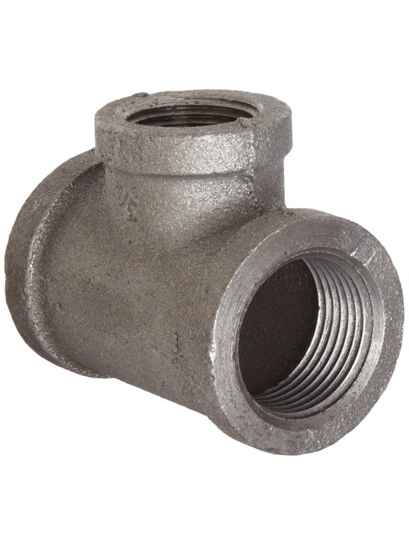 Anvil 8700121208 Malleable Iron Pipe Fitting, Reducing Tee, 1/2" x 1/2" x 3/8" NPT Female, Black Finish