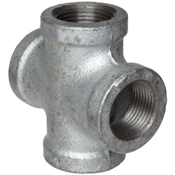 Anvil 8700126900, Malleable Iron Pipe Fitting, Cross, 1/2" NPT Female, Galvanized Finish