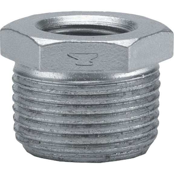 Anvil 8700130753, Malleable Iron Pipe Fitting, Hex Bushing, 1" NPT Male x 3/8" NPT Female, Galvanized Finish