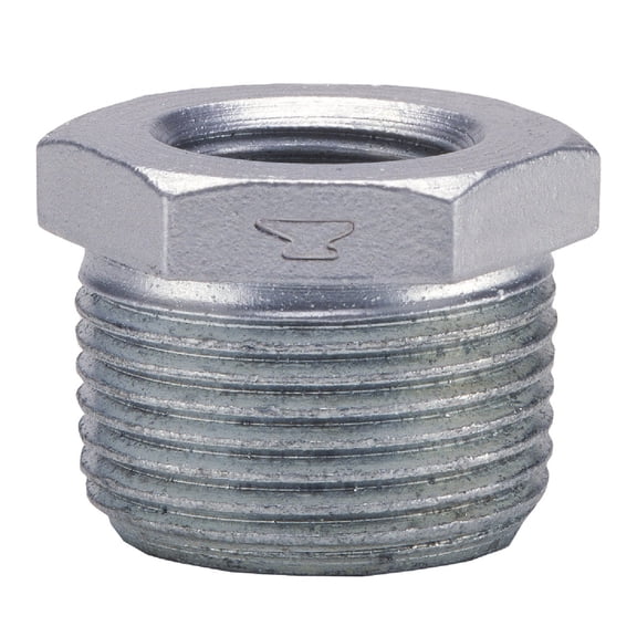 Anvil 8700131306, Cast Iron Pipe Fitting, Hex Bushing, 2" NPT Male x 3/4" NPT Female, Galvanized Finish