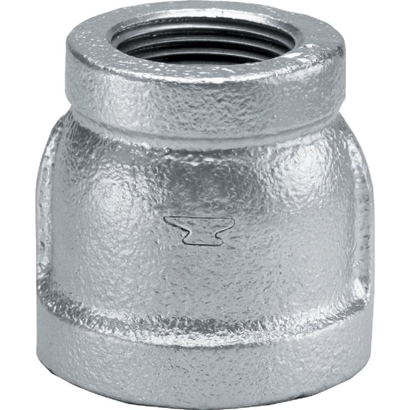 Anvil 8700135406, Malleable Iron Pipe Fitting, Reducer Coupling, 1" x 3/4" NPT Female, Galvanized Finish