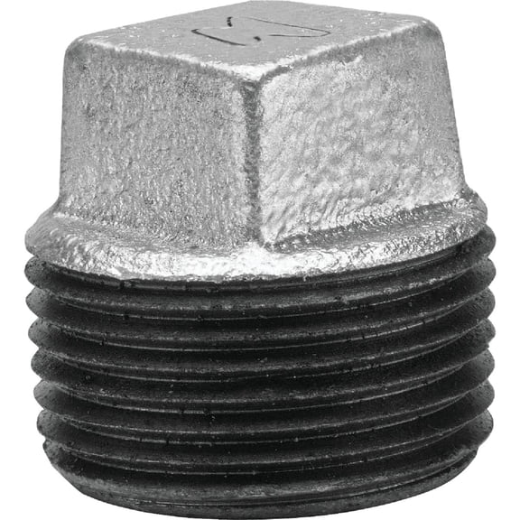 Anvil 8700159752, Malleable Iron Pipe Fitting, Square Head Plug, 1/4" NPT Male, Galvanized Finish