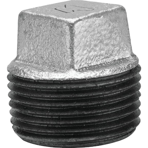 Anvil 8700160107, Malleable Iron Pipe Fitting, Square Head Plug, 2" NPT Male, Galvanized Finish