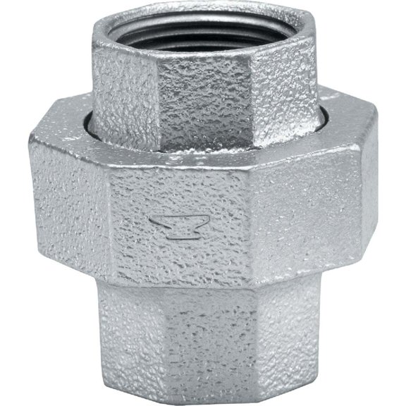 Anvil 8700163408, Malleable Iron Pipe Fitting, Union, 1/2" NPT Female, Galvanized Finish