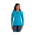 thumbnail image 1 of Anvil 887L Ladies 100% Combed Ring Spun Cotton Long Sleeve Hooded T-Shirt, M, CARIB BLUE/ D GR, 1 of 1