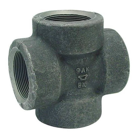 Anvil Cross Cross, 1/2" Pipe, FNPT, Black Forged Steel, Class 3000 0361129604