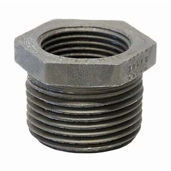 Hex Bushing Hex Bushing, 3" x 1-1/2" Pipe, MNPT x FNPT, Black Forged Steel, Class 6000