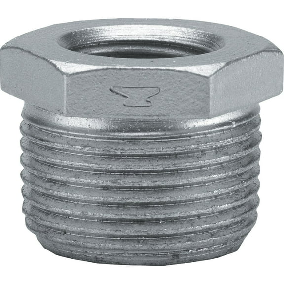 Anvil 8700130951, Malleable Iron Pipe Fitting, Hex Bushing, 1-1/4" NPT Male x 3/4" NPT Female, Galvanized Finish