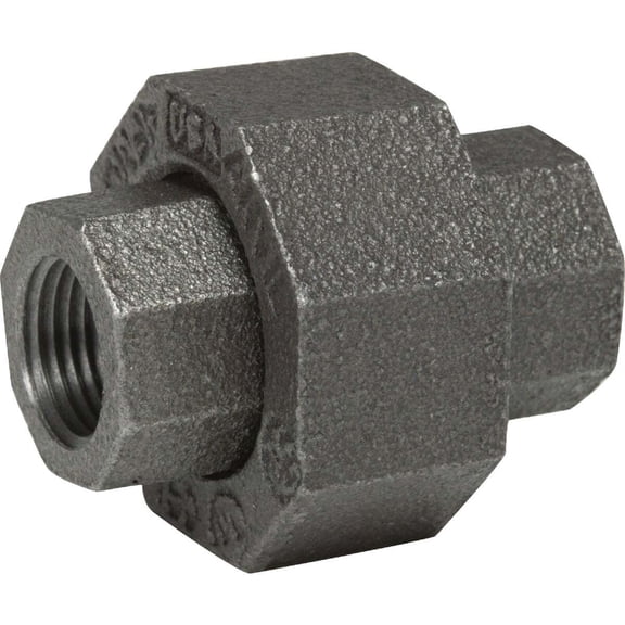 Anvil 8700163101, Malleable Iron Pipe Fitting, Union, 1-1/4" NPT Female, Black Finish
