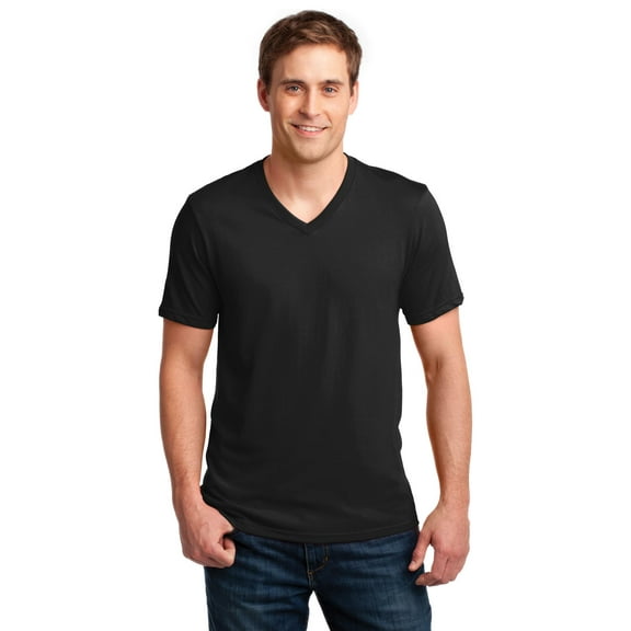 Anvil 982 V Neck Ring Spun Cotton 4.5 oz T Shirt, Black, L, Pack Of 10, Mens T-Shirts