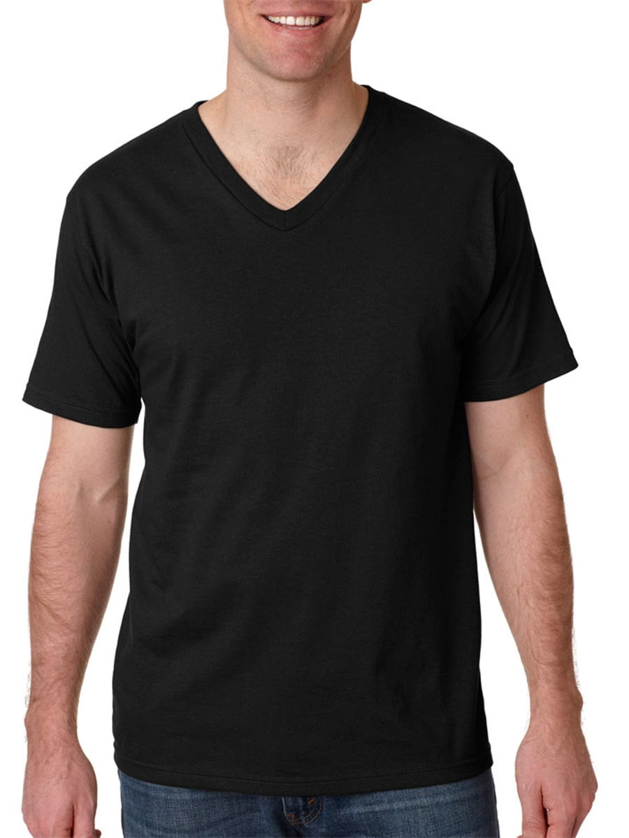 Anvil 982 V Neck Ring Spun Cotton 4.5 oz T Shirt, Black, L, Pack Of 12 ...