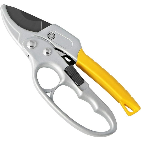 Anvil Pruning Shears, Heat-Treated Alloy Steel Blades For Heavy-Duty Pruning, Ratchet Mechanism For Increased Power, Comfortable Ergonomic Handles, Safe And Secure Locking