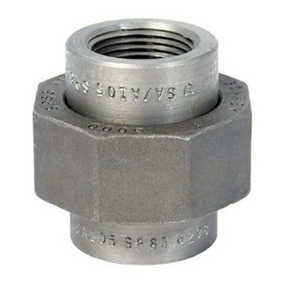 Anvil Union Union, 1-1/4" Pipe, FNPT, Black Forged Steel, Class 3000 0361501406