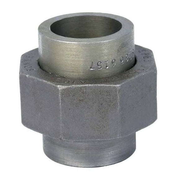 Union Union, 1/2" Pipe, Socket Weld, Black Forged Steel, Class 3000