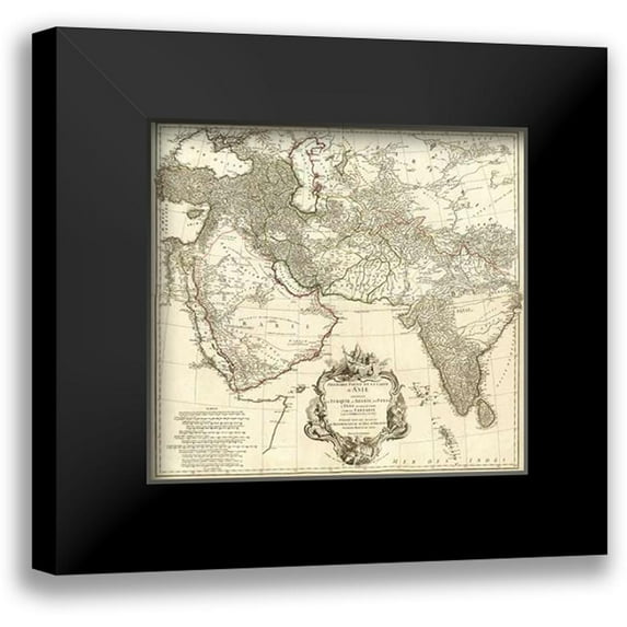 Anville, Jean Baptiste Bourguignon 13x12 Black Modern Framed Museum Art Print Titled - Asia I, 1751