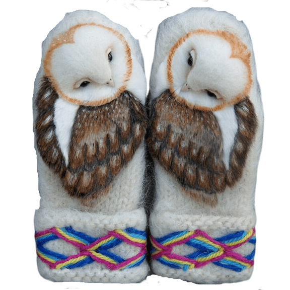 Anvirtue Hand Knitted Wool Nordic Mittens with Owls Thick Comfortable Winter Gloves