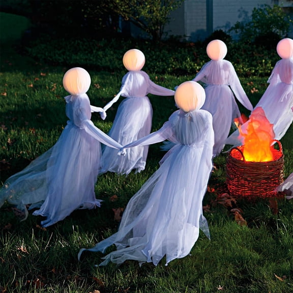 Anvora 47.2"Halloween Glowing Holding Hands Witch Decorations Large Light Up Holding Hands Screaming Sound Activated Sensor Halloween Decor Outdoor for Home Outside Yard Garden White