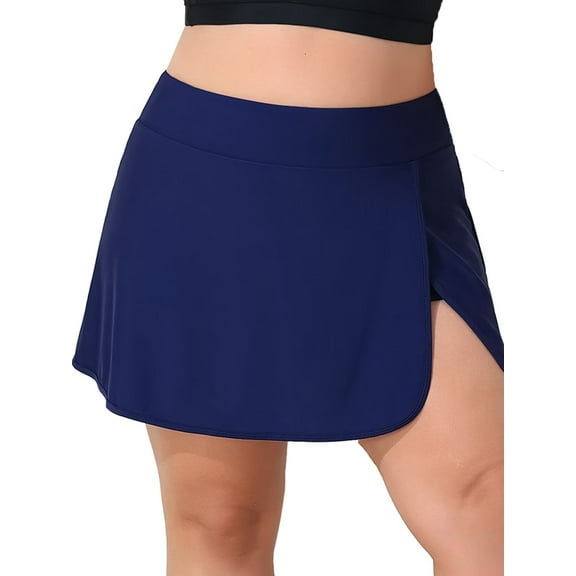 Sociala Plus Size Swim Skirt with Shorts for Womens High Waisted Side Split Swim Shorts with Pockets