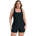 thumbnail image 1 of Anwell Plus Size Swimsuit for Womens Tummy Control Sport Swimwear Boyleg Racerback One Piece Bath Suit, 1 of 6