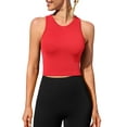 thumbnail image 1 of Anwell Ribbed Seamless Tank Top for Womens High Neck Cropped Tops Built-in Bra, 1 of 5