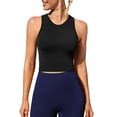 thumbnail image 1 of Anwell Ribbed Seamless Tank Top for Womens High Neck Cropped Tops Built-in Bra, 1 of 1