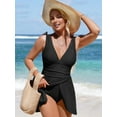 thumbnail image 1 of Anwell Tie Shoulder One Piece Swimsuit Swimdress V Neck Ruched Bathing Suit 2025, 1 of 4