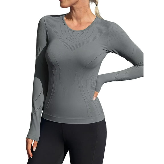 Anwell Workout Shirts for Women Long Sleeve, Workout Tops for Women, Quick Dry Gym Athletic Tops,Seamless Yoga Shirts